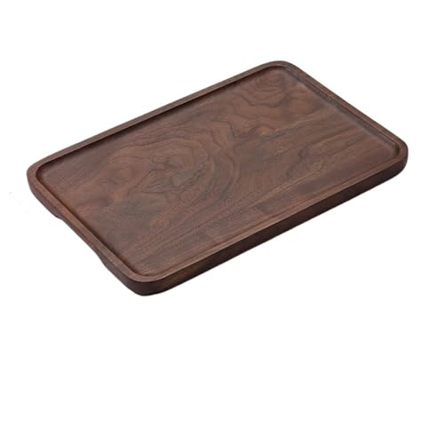 ZFIHAV Serviertablett Tablett aus Walnussholz, rechteckiges Haushalts-Teetablett, Obstteller, Kaffee-Serviertablett aus massivem Holz(34 * 23 * 2cm) von ZFIHAV