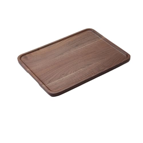 ZFIHAV Serviertablett Tablett aus Walnussholz, rechteckiges Haushalts-Teetablett, Obstteller, Kaffee-Serviertablett aus massivem Holz(A30*20 * 2cm) von ZFIHAV