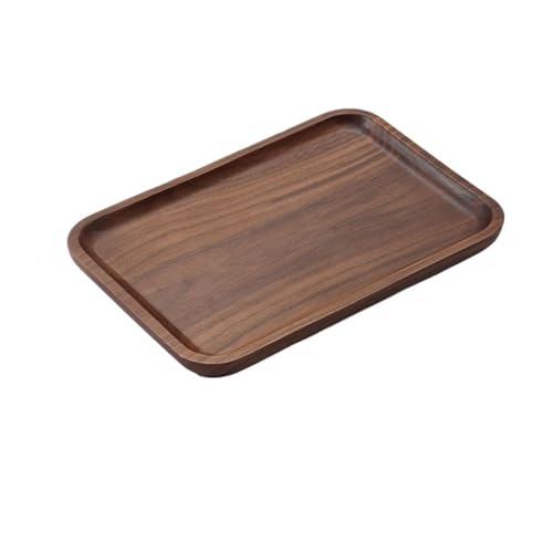 ZFIHAV Serviertablett Tablett aus Walnussholz, rechteckiges Haushalts-Teetablett, Obstteller, Kaffee-Serviertablett aus massivem Holz(B30*20 * 2cm) von ZFIHAV