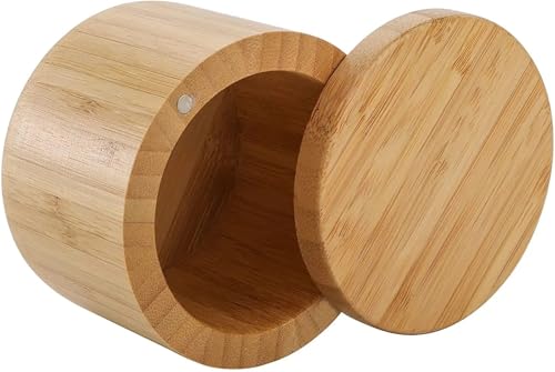 ZFIHAV Würze Box 2-teilige Salzkeller-Küchensalzbox mit drehbarem Magnetverschlussdeckel, runder Salzbehälter zur Aufbewahrung von Pfeffergewürzen(Box Without Spoon) von ZFIHAV