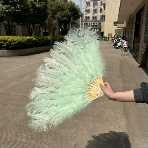 1/2 Stück weiße, faltbare Straußenfederfächer für Hochzeitsauftritte, Partys, Bühnenshow-Requisiten, farbige Straußenfederfächer, Minzgrün, 130 cm, 1 Stück 1/2 Stück weiße, faltbare Straußenfederfächer für Hochzeitsauftritte, Partys, Bühnenshow-Requisiten, farbige Straußenfederfächer, Minzgrün, 130 cm, 1 Stück von ZFISH