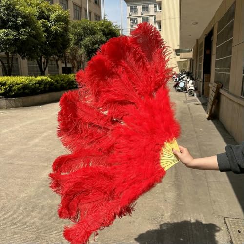 1/2 Stück weiße, faltbare Straußenfederfächer für Hochzeitsauftritte, Partys, Bühnenshow-Requisiten, farbige Straußenfederfächer, Rot, 100 cm, 1 Stück 1/2 Stück weiße, faltbare Straußenfederfächer für Hochzeitsauftritte, Partys, Bühnenshow-Requisiten, farbige Straußenfederfächer, Rot, 100 cm, 1 Stück von ZFISH