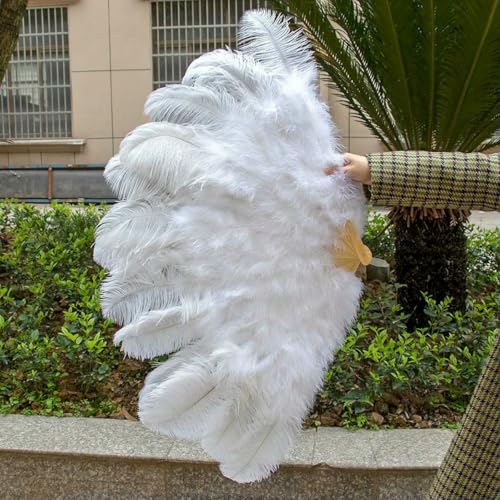 1/2 Stück weiße, faltbare Straußenfederfächer für Hochzeitsauftritte, Partys, Bühnenshow-Requisiten, farbige Straußenfederfächer-WEISS-130 cm 2 Stück 1/2 Stück weiße, faltbare Straußenfederfächer für Hochzeitsauftritte, Partys, Bühnenshow-Requisiten, farbige Straußenfederfächer-WEISS-130 cm 2 Stück von ZFISH