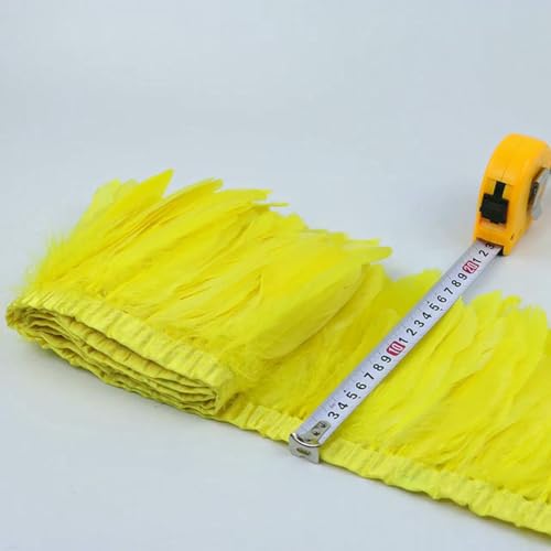 1 Meter gefärbte goldene Gänsefederbesätze für Heimwerker, Bastelarbeiten, Partys, Hochzeitskleider, Karnevalsbänder, Kleidungsdekor, Federn, Zubehör, 15–20 cm, Gelb, 1 Meter 1 Meter gefärbte goldene Gänsefederbesätze für Heimwerker, Bastelarbeiten, Partys, Hochzeitskleider, Karnevalsbänder, Kleidungsdekor, Federn, Zubehör, 15–20 cm, Gelb, 1 Meter von ZFISH