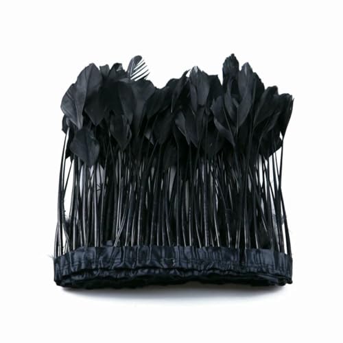 1 Meter mehrfarbige Gänsefederborte, 15–20 cm, natürlicher Gänsefederstreifen, Dekorationsband, Partykostüm, Kleidung, Nähen, Schwarz, 15–20 cm von ZFISH