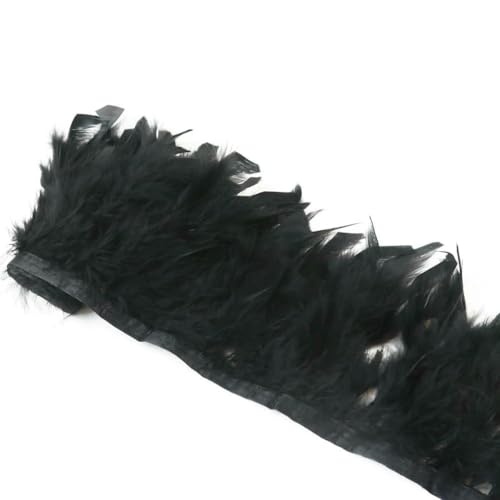 1 Yard natürliche Truthahnfedern, Besatz, DIY, Hochzeitsfederband, 10–15 cm, Basteln, Nähen, Kleidung, Feder, handgefertigte Dekoration, schwarz, 10–15 cm von ZFISH
