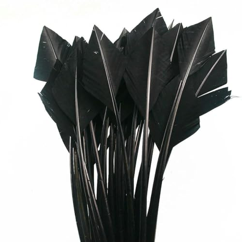 10/50 Stück Pfeil-Truthahnfedern 25–30 cm/10–12 Zoll, schön für Schmuck, Karneval, Dekoration, DIY-Kostüm, Kopfschmuck, schwarz, 50 Stück von ZFISH