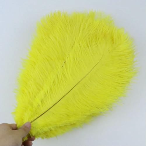 10 Stück/Los Natürliche weiße Straußenfedern 15–35 cm Bunte Straußenfedern Party Hochzeit Heimdekoration Tischdekoration Kunsthandwerk-Gelb-15–20 cm von ZFISH