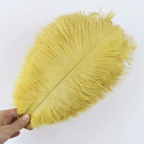 10 Stück/Los natürliche weiße Straußenfedern 15–35 cm bunte Straußenfedern Party Hochzeit Heimdekoration Tischdekoration Kunsthandwerk-gelb-30–35 cm von ZFISH