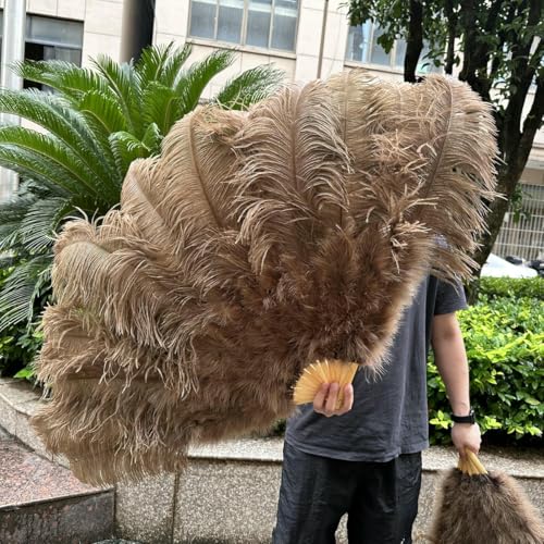 13 Knochen Weiß Rot Straußenfederfächer 1 & 2 Stück Faltbarer Handfächer mit flauschigen Federn für große Bühnenauftritte Federzubehör-Kaffee-100CM 1 Stück 13 Knochen Weiß Rot Straußenfederfächer 1 & 2 Stück Faltbarer Handfächer mit flauschigen Federn für große Bühnenauftritte Federzubehör-Kaffee-100CM 1 Stück von ZFISH