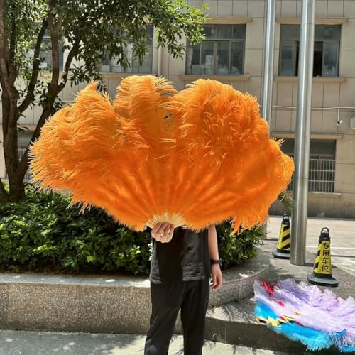 130 cm burgunderroter Hand-Tanzfächer aus Straußenfedern, 13 Stangen, Tanz, Hochzeit, Karneval, Party, Fotografie, Requisiten, Bühnenzubehör, 11 Orange, 130 cm, 1 Stück, linke Hand 130 cm burgunderroter Hand-Tanzfächer aus Straußenfedern, 13 Stangen, Tanz, Hochzeit, Karneval, Party, Fotografie, Requisiten, Bühnenzubehör, 11 Orange, 130 cm, 1 Stück, linke Hand von ZFISH