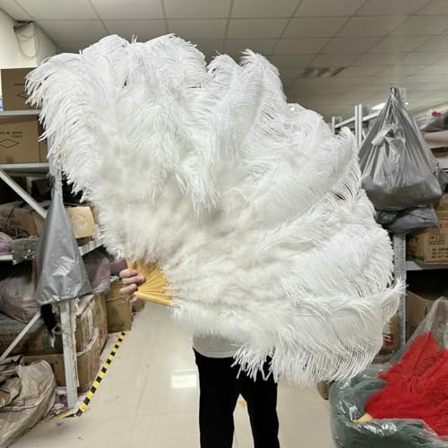 130 cm burgunderroter Hand-Tanzfächer aus Straußenfedern, 13 Stangen, Tanz, Hochzeit, Karneval, Party, Fotografie, Requisiten, Bühnenzubehör, 12 Weiß, 100 cm, 1 Stück, rechte Hand 130 cm burgunderroter Hand-Tanzfächer aus Straußenfedern, 13 Stangen, Tanz, Hochzeit, Karneval, Party, Fotografie, Requisiten, Bühnenzubehör, 12 Weiß, 100 cm, 1 Stück, rechte Hand von ZFISH