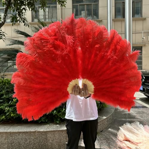 13Bone Großer Rosen-Straußenfederfächer für Party-Tanzshow-Performance-Requisiten, Federfächer, Basteln, DIY, faltbarer Federfächer, 2 Größen, Rot, 1 Stück, 130 cm 13Bone Großer Rosen-Straußenfederfächer für Party-Tanzshow-Performance-Requisiten, Federfächer, Basteln, DIY, faltbarer Federfächer, 2 Größen, Rot, 1 Stück, 130 cm von ZFISH