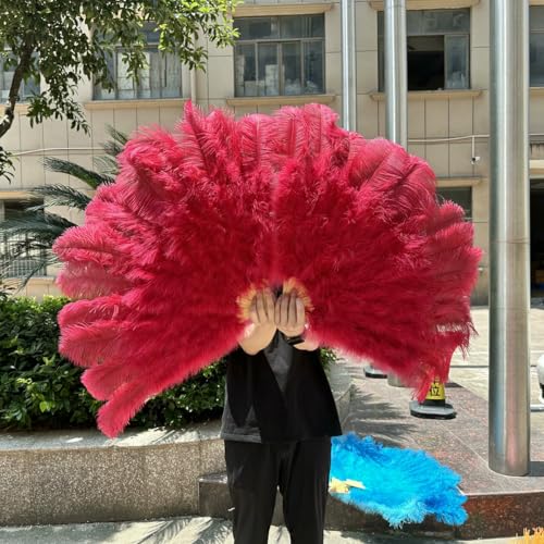 13Bone Großer Rosen-Straußenfederfächer für Party-Tanzshow-Performance-Requisiten, Federfächer, Basteln, DIY, faltbarer Federfächer, 2 Größen, Weinrot, 1 Stück, 100 cm 13Bone Großer Rosen-Straußenfederfächer für Party-Tanzshow-Performance-Requisiten, Federfächer, Basteln, DIY, faltbarer Federfächer, 2 Größen, Weinrot, 1 Stück, 100 cm von ZFISH