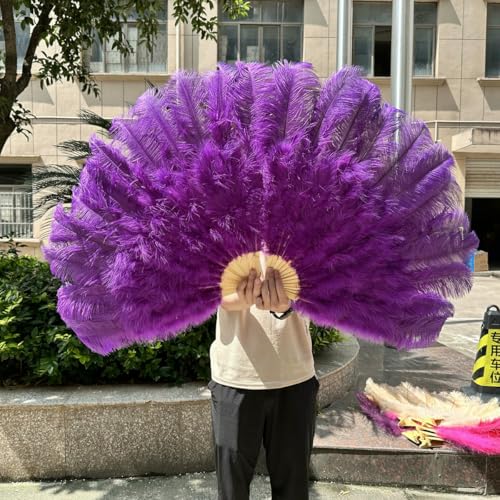 13Bone Großer Rosen-Straußenfederfächer für Party-Tanzshow-Performance-Requisiten, Federfächer, Basteln, DIY, faltbarer Federfächer, 2 Größen, lila, 2 Stück, 130 cm 13Bone Großer Rosen-Straußenfederfächer für Party-Tanzshow-Performance-Requisiten, Federfächer, Basteln, DIY, faltbarer Federfächer, 2 Größen, lila, 2 Stück, 130 cm von ZFISH