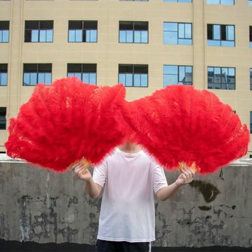 13Bone Großer roter Straußenfederfächer 130 cm für Party-Tanzshow-Performance-Requisiten Federfächer Basteln DIY Faltbarer Federfächer-rot-Großer Fächer 2 STK 13Bone Großer roter Straußenfederfächer 130 cm für Party-Tanzshow-Performance-Requisiten Federfächer Basteln DIY Faltbarer Federfächer-rot-Großer Fächer 2 STK von ZFISH