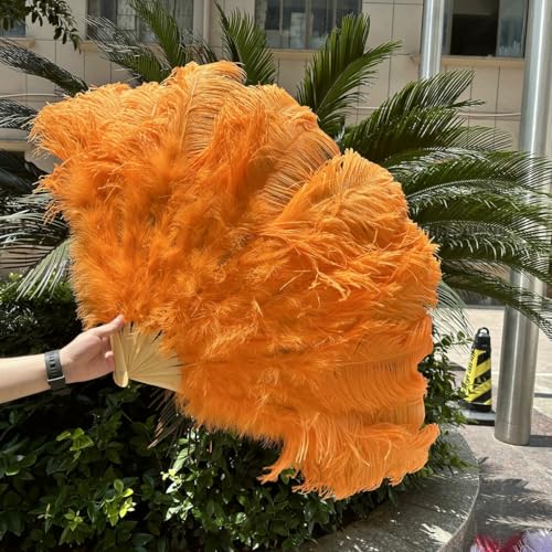 13Bone Weißer Roter Straußenfederfächer 1 & 2 STK. Faltbarer, flauschiger Handfächer mit Federn für große Bühnenauftritte, Federzubehör, Orange, 100 cm, 2 STK 13Bone Weißer Roter Straußenfederfächer 1 & 2 STK. Faltbarer, flauschiger Handfächer mit Federn für große Bühnenauftritte, Federzubehör, Orange, 100 cm, 2 STK von ZFISH