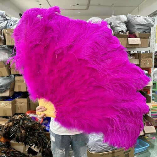 13Bone White Red Ostrich Feather Fan 1/2PCS Foldable Handheld Fluffy Feathers Fan for Large Stage Performance Plumes Accessories-04 Rose Red-100CM 1PCS 13Bone White Red Ostrich Feather Fan 1/2PCS Foldable Handheld Fluffy Feathers Fan for Large Stage Performance Plumes Accessories-04 Rose Red-100CM 1PCS von ZFISH