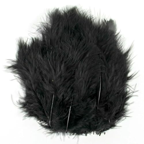 50/100 Stück natürliche Truthahnfedern, 10–15 cm, flauschige Truthahnfedern, DIY-Schmuck, Bastelzubehör, Hochzeitsfeier-Dekoration, Schwarz, 100 Stück von ZFISH