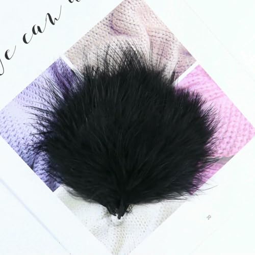50 Stück flauschige Truthahnfedern, 7–12 cm, für Kleidung, weiße Federn zur Schmuckherstellung, Hochzeitsdekoration, Kunsthandwerk, Zubehör, schwarz, 50 Stück von ZFISH