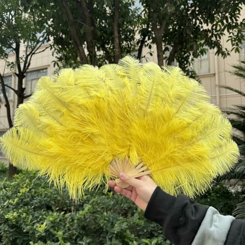 70 cm weißer Fächer aus Straußenfedern, flauschiger Handfächer mit 15 Knochen, für Karneval, Bauchtanz, Bühnenauftritte und Heimwerkerarbeiten, Gelb, 2 Stück, 70 cm x 40 cm 70 cm weißer Fächer aus Straußenfedern, flauschiger Handfächer mit 15 Knochen, für Karneval, Bauchtanz, Bühnenauftritte und Heimwerkerarbeiten, Gelb, 2 Stück, 70 cm x 40 cm von ZFISH
