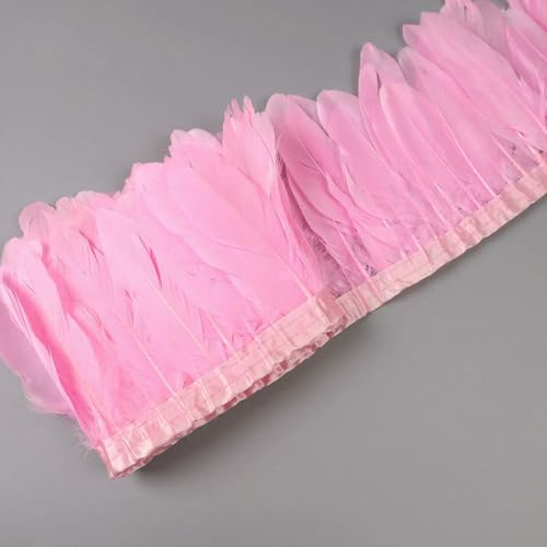 Dekorative Gänsefedern auf Band für Handarbeiten, Karnevalsdekor, Fransen für Kleidung, Kleider, Nähen, Kunst und Handwerk, 16 rosa, 2 Meter Dekorative Gänsefedern auf Band für Handarbeiten, Karnevalsdekor, Fransen für Kleidung, Kleider, Nähen, Kunst und Handwerk, 16 rosa, 2 Meter von ZFISH