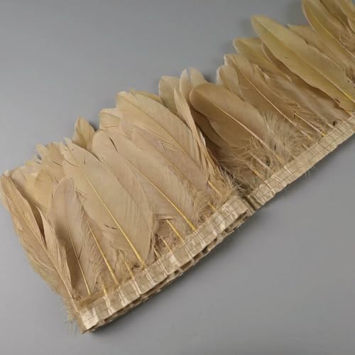 Dekorative Gänsefedern auf Band für Handarbeiten, Karnevalsdekor, Fransen für Kleidung, Kleider, Nähen, Kunst und Handwerk-07 Gold-10 Meter Dekorative Gänsefedern auf Band für Handarbeiten, Karnevalsdekor, Fransen für Kleidung, Kleider, Nähen, Kunst und Handwerk-07 Gold-10 Meter von ZFISH
