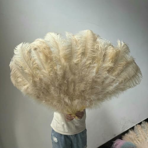 Ein Paar große, weiße, natürliche, flauschige Straußenfederfächer, 1/2 Stück, 60/90 cm, 75/130 cm, Handfächer, Party, Bühnenshow, Tanzrequisiten, Fächer-47 Drak Khaki-130 cm, 1 Stück, rechte Hand Ein Paar große, weiße, natürliche, flauschige Straußenfederfächer, 1/2 Stück, 60/90 cm, 75/130 cm, Handfächer, Party, Bühnenshow, Tanzrequisiten, Fächer-47 Drak Khaki-130 cm, 1 Stück, rechte Hand von ZFISH