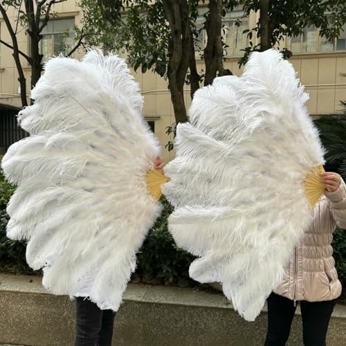 Ein Paar große weiße, natürliche, flauschige Straußenfederfächer, 1/2 Stück, 60/90 cm, 75/130 cm, Handfächer, Party, Bühnenshow, Tanzrequisiten, Fächer, Weiß, 100 cm, 1 Stück, linke Hand Ein Paar große weiße, natürliche, flauschige Straußenfederfächer, 1/2 Stück, 60/90 cm, 75/130 cm, Handfächer, Party, Bühnenshow, Tanzrequisiten, Fächer, Weiß, 100 cm, 1 Stück, linke Hand von ZFISH