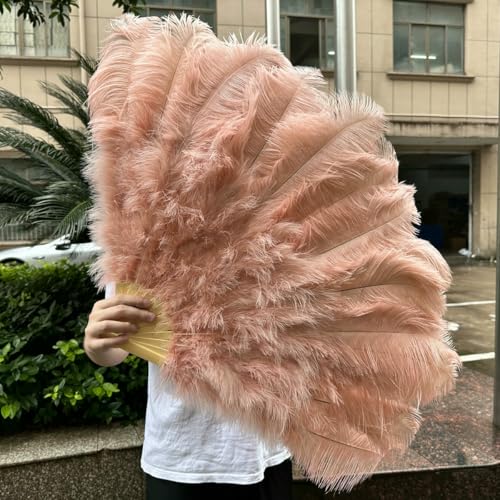 Fächer aus Straußenfedern, Khaki, 70/100/130 cm, handlich, flauschig, natürliche Federfächer für Damen, Bauchtanz, Hochzeit, Karneval, Bühnenrequisiten, 52 Garnelenrosa, 70 cm, 2 Stück Fächer aus Straußenfedern, Khaki, 70/100/130 cm, handlich, flauschig, natürliche Federfächer für Damen, Bauchtanz, Hochzeit, Karneval, Bühnenrequisiten, 52 Garnelenrosa, 70 cm, 2 Stück von ZFISH