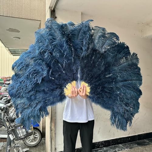 Fächer aus natürlichen pfirsichrosa Straußenfedern, 100/130 cm, faltbar, für die Dekoration von Halloween-Partys, Bauchtanz-Fächern, 26 Marineblau, großer Fächer, 1 Stück Fächer aus natürlichen pfirsichrosa Straußenfedern, 100/130 cm, faltbar, für die Dekoration von Halloween-Partys, Bauchtanz-Fächern, 26 Marineblau, großer Fächer, 1 Stück von ZFISH