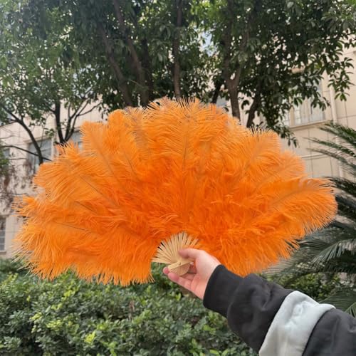 Fächer aus weißen Straußenfedern, 15 Stangen, 70 x 40 cm, flauschige schwarze Federn, Faltfächer für Karneval, Bühne, Oper, Requisiten, Dekorationszubehör, Orange, 1 Stück, 70 x 40 cm, rechts Fächer aus weißen Straußenfedern, 15 Stangen, 70 x 40 cm, flauschige schwarze Federn, Faltfächer für Karneval, Bühne, Oper, Requisiten, Dekorationszubehör, Orange, 1 Stück, 70 x 40 cm, rechts von ZFISH