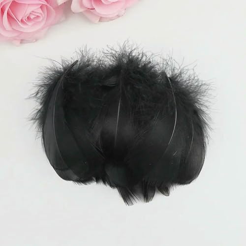 Gänsefedern, 100–500 Stück, natürliche Farbfedern, Gänsefedern, 7–12 cm, Federn zum Basteln, für Hochzeiten, Partys, DIY, Bastelarbeiten, Fängerfedern, schwarz, 5–8 von ZFISH