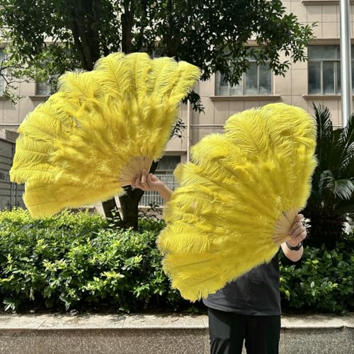 Große 130 cm 100 cm hellrosa Straußenfederfächer, Tanzshow, Halloween-Party, Hochzeit, Bauch, Bühnenrequisiten, Hand-Federfächer, Gelb, 130 cm, 2 Stück Große 130 cm 100 cm hellrosa Straußenfederfächer, Tanzshow, Halloween-Party, Hochzeit, Bauch, Bühnenrequisiten, Hand-Federfächer, Gelb, 130 cm, 2 Stück von ZFISH