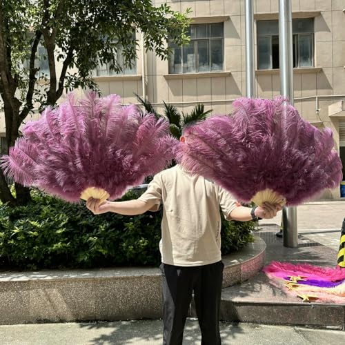 Große 130 cm 100 cm hellrosa Straußenfederfächer, Tanzshow, Halloween-Party, Hochzeit, Bauch, Bühnenrequisiten, Hand-Federfächer, Soßenlila, 130 Stück, 1 Stück Große 130 cm 100 cm hellrosa Straußenfederfächer, Tanzshow, Halloween-Party, Hochzeit, Bauch, Bühnenrequisiten, Hand-Federfächer, Soßenlila, 130 Stück, 1 Stück von ZFISH