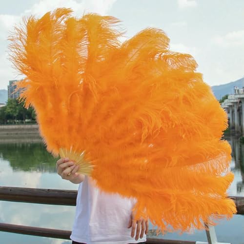 Großer Fächer aus Straußenfedern für Fotografie, Bühnenauftritte, Tanz, Faltfächer, Hochzeitsfeier, Dekoration, Kostüm, Dekoration, Zubehör, Orange, 1 Stück, 130 cm Großer Fächer aus Straußenfedern für Fotografie, Bühnenauftritte, Tanz, Faltfächer, Hochzeitsfeier, Dekoration, Kostüm, Dekoration, Zubehör, Orange, 1 Stück, 130 cm von ZFISH