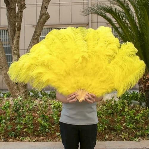 Großer flauschiger Straußenfederfächer, 130 cm, 100 cm, zum Dekorieren von Halloween, Hochzeitsfeiern, Bauchtanzfächern, DIY-Faltenstäben, gelb, 2 Stück, 130 cm Großer flauschiger Straußenfederfächer, 130 cm, 100 cm, zum Dekorieren von Halloween, Hochzeitsfeiern, Bauchtanzfächern, DIY-Faltenstäben, gelb, 2 Stück, 130 cm von ZFISH