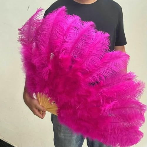 Natural Ostrich Feather Fans 100cm /130cm Folding Fan for Stage Performances Dance Shows Weddings Photography Props-rose-1PCS 100CM 130CM von ZFISH
