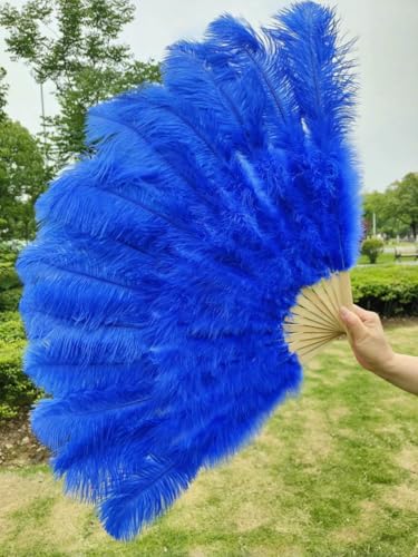 Rosenroter Fächer aus Straußenfedern, 13-Knochen-Feder, faltbar, 100 cm 130 cm, für Tanz, Karneval, Hochzeit, Party, Bühnenauftritt, Königsblau, kleiner Fächer, 1 Stück Rosenroter Fächer aus Straußenfedern, 13-Knochen-Feder, faltbar, 100 cm 130 cm, für Tanz, Karneval, Hochzeit, Party, Bühnenauftritt, Königsblau, kleiner Fächer, 1 Stück von ZFISH