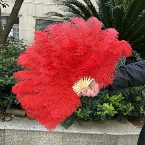 Rote, flauschige Handfächer aus Straußenfedern für Bühnenauftritte, Tänzershows, Hochzeitsfeiern, Karneval, Straußenfedern-Handfächer, Rot, 2 Stück, 70 cm x 40 cm Rote, flauschige Handfächer aus Straußenfedern für Bühnenauftritte, Tänzershows, Hochzeitsfeiern, Karneval, Straußenfedern-Handfächer, Rot, 2 Stück, 70 cm x 40 cm von ZFISH