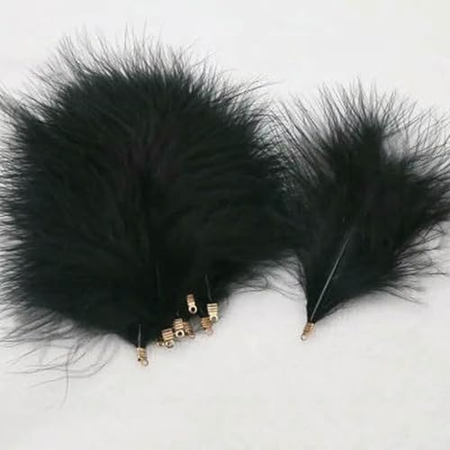 Samtfedern mit Metallclip-Schnalle, Truthahnfedern, DIY-Federschmuck, Basteln, Traumfänger, Dekorationsmaterial, 10–12 cm, Schwarz, 20 Stück von ZFISH