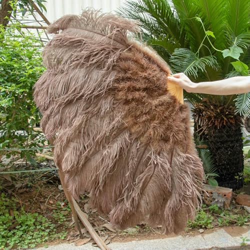 White 130 * 75CM Big Fluffy Ostrich Feather Fans 100 * 60CM Rose Feather Fan Party Carnival Dance Performance Hands Held Folding Fan-Coffee-100CM 2PCS von ZFISH