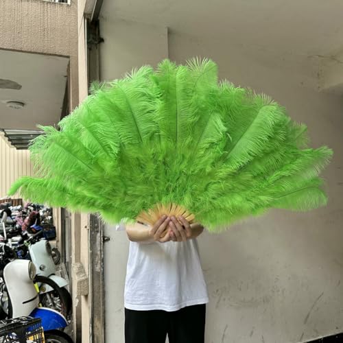 White 130 * 75CM Big Fluffy Ostrich Feather Fans 100 * 60CM Rose Feather Fan Party Carnival Dance Performance Hands Held Folding Fan- Green-100CM 2PCS von ZFISH