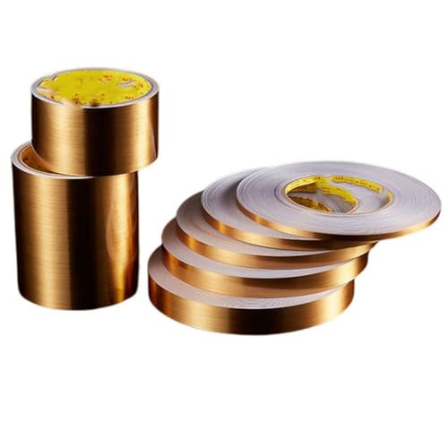 ZFISH 50 m selbstklebendes Fliesenaufkleberband Gold Silber Boden wasserdicht Wandspalt-Dichtungsstreifen Fliesen Schönheit Nahtaufkleber Heimdekoration-0,5 cm-Gold-50 m von ZFISH