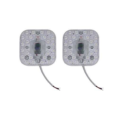 ZFQ 2er Pack LED Nachrüst Umrüst Modul mit Magnethalter, 12W, 6500K Kaltweiß, 110mm × 110mm, 1000 Lumen, AC 165-265V, anschlussfertig für Deckenleuchte Ringlampe Rundlampe Röhrenlampe, Nicht Dimmbar von ZFQ