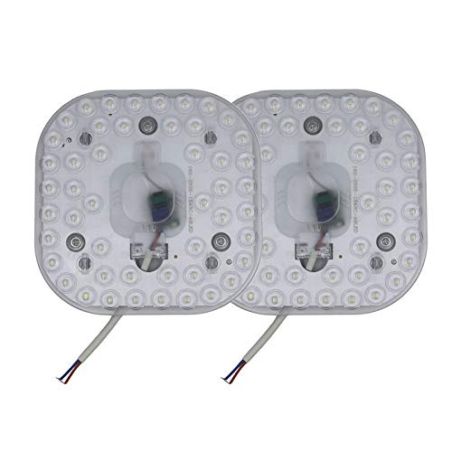 2er Pack LED Nachrüst Umrüst Modul mit Magnethalter, 18W, 6500K Kaltweiß, 145mm × 145mm, 1700 Lumen, AC 165-265V, anschlussfertig für Deckenleuchte Ringlampe Rundlampe Röhrenlampe, Nicht Dimmbar von ZFQ