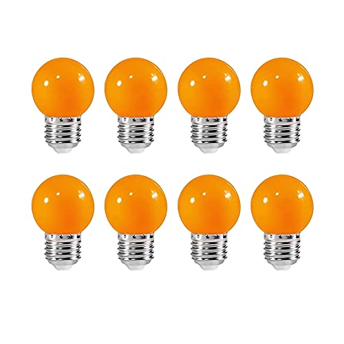 Farbige 2W E27 G45 LED Leuchtmittel, e27 Beleuchtung Glühbirnen, bunte glühbirnen für Hochzeit Halloween Weihnachten Party Bar, Wasserdichte Lichterkette für Innen und Außen Bereich, Orange 8 Stück von ZFQ