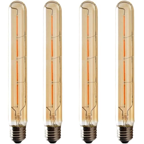 Vintage Design LED Lampe E27 T30 4W, Edison Retro Glühbirne, Warmweiß 2700K 400LM, Flimmerfrei Nicht Dimmbar 360° Abstrahlwinkel, Bernstein Glas zur Stimmungsbeleuchtung Dekorative Beleuchtung 4 Stück von ZFQ