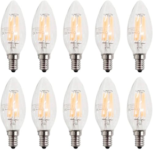 ZFQ E14 LED Dimmbar Lampe Kerzenlampe 600 Lumen Vintage Kronleuchter Glühbirne, 2700K Warmweiß, 6W LED Lampe ersetzt 60 Watt Birne, 10 Stück von ZFQ