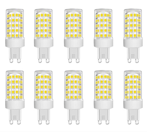 ZFQ 10er G9 LED 10W G9 LED Kaltweiß 6000K Lampe Ersetzt 50W-100W Halogen, 1000LM, Kein Flackern, Nicht Dimmbar, G9 Glühbirnen für Kronleuchter, Deckenleuchten, Wandleuchten, AC 220-240V von ZFQ